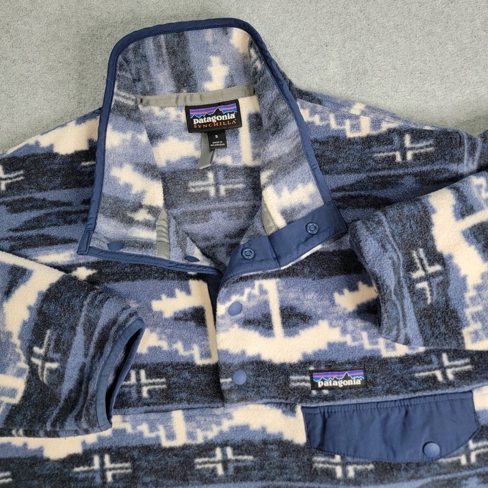Patagonia Synchilla Snap-T Pullover Men's Size Small Shepherd Knit Stone Blue